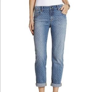 Chico's Platinum Skimmer Jeans Polka Dot Ankle